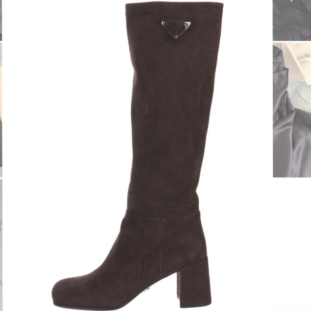 Prada Women's Dark Brown Heeled Boots